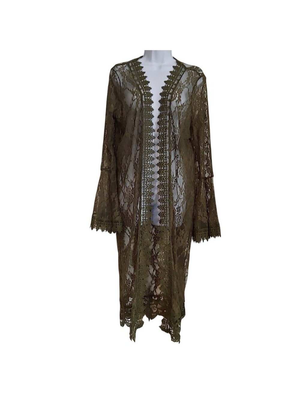 Festival Boho Forest Fairy Kimono L Lace Sheer Romantic Embroidered Duster Cardi